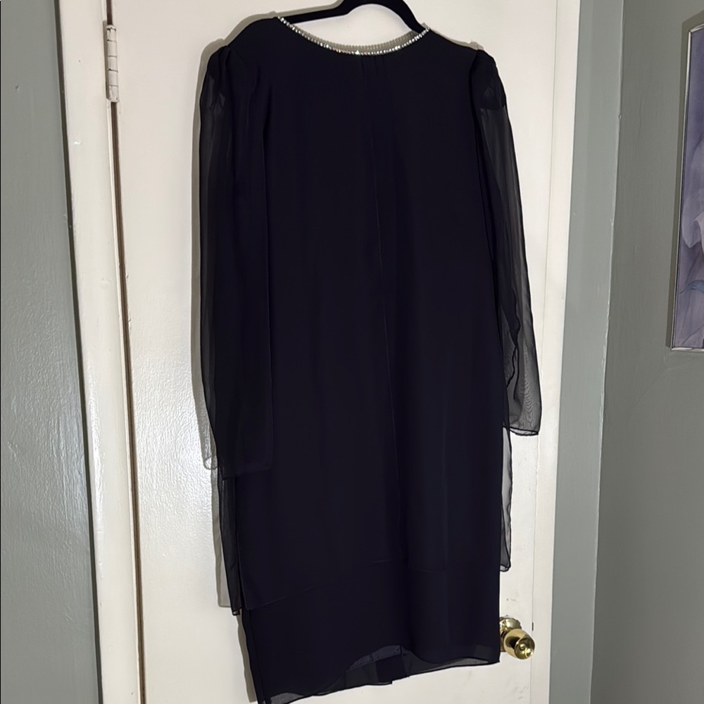 Elegant Black Dress with Sheer Sleeves